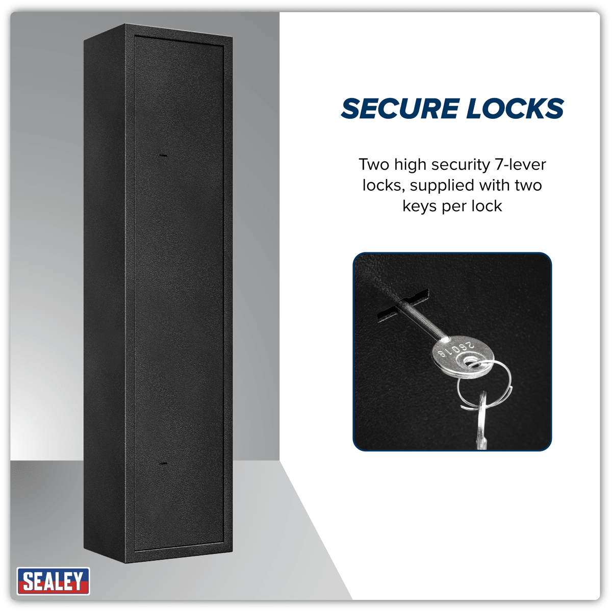 Sealey SGS5AB 5 Gun Cabinet with Ammo Safe - SGS5AB - Sealey Tools UK - Trade Counter Direct