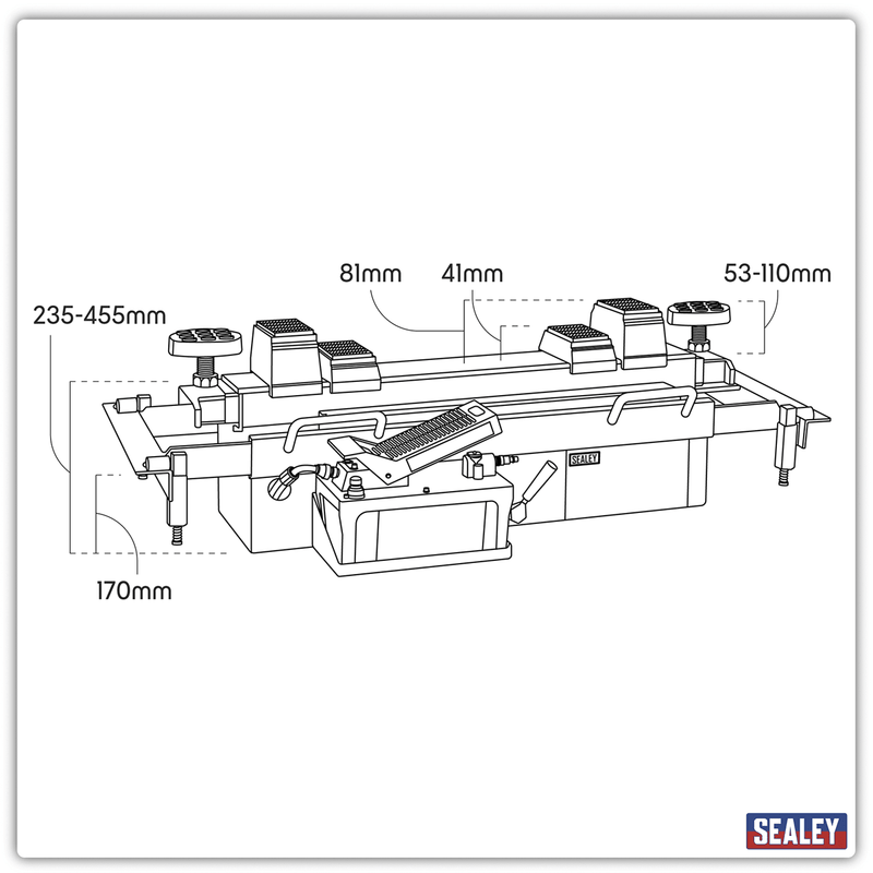 Sealey SJBEX200 Jacking Beam 2tonne with Arm Extenders & Flat Roller Supports - Jacking Beams - SLY-11257 - Sealey Tools UK - Trade Counter Direct