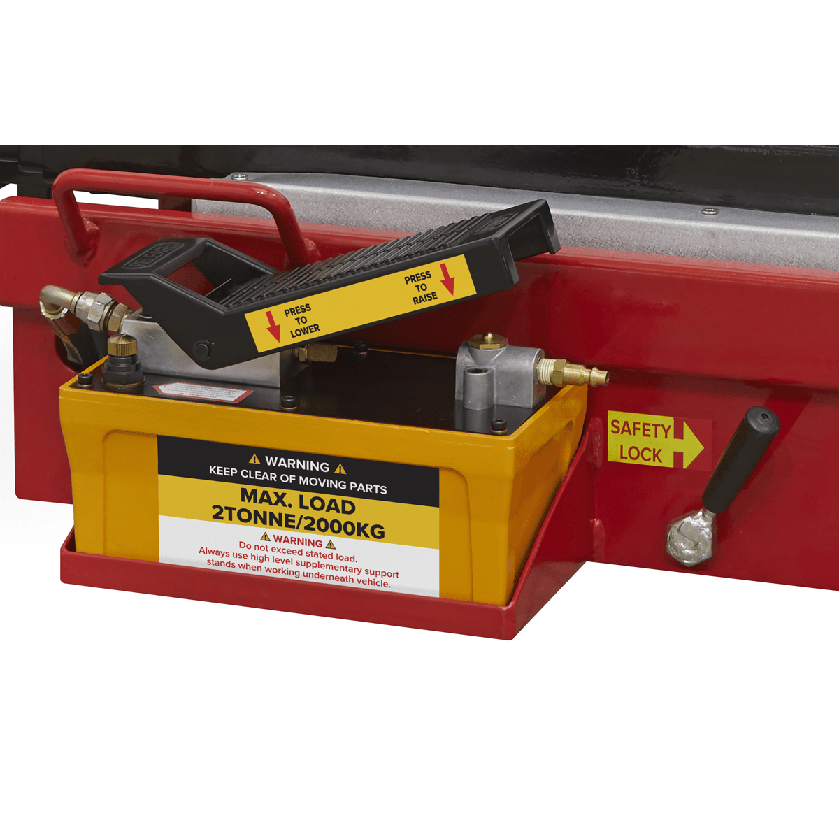 Sealey SJBEX200A Air Jacking Beam 2tonne with Arm Extenders & Flat Roller Supports - SJBEX200A - Sealey Tools UK - Trade Counter Direct
