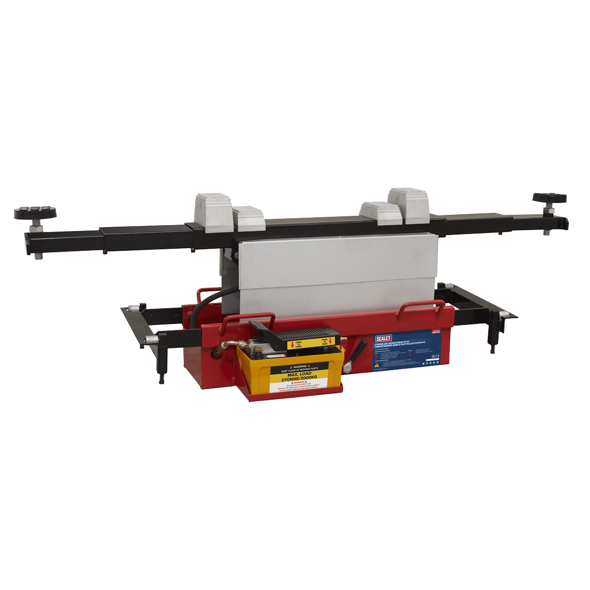 Sealey SJBEX200A Air Jacking Beam 2tonne with Arm Extenders & Flat Roller Supports - SJBEX200A - Sealey Tools UK - Trade Counter Direct