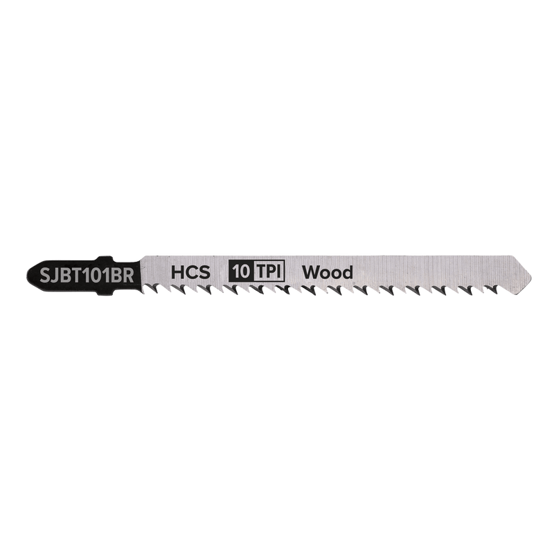 Sealey SJBT101BR Jigsaw Blade for Hard Wood Downward Cut 100mm 10tpi - Pack of 5 - SJBT101BR - Sealey Tools UK - Trade Counter Direct