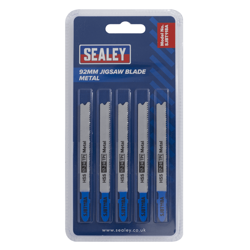 Sealey SJBT118A Jigsaw Blade for Metal 92mm 17-24tpi - Pack of 5 - SJBT118A - Sealey Tools UK - Trade Counter Direct