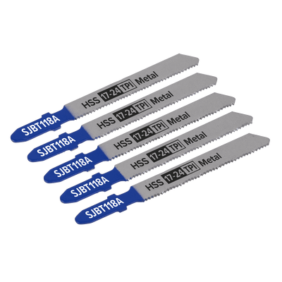 Sealey SJBT118A Jigsaw Blade for Metal 92mm 17-24tpi - Pack of 5 - SJBT118A - Sealey Tools UK - Trade Counter Direct