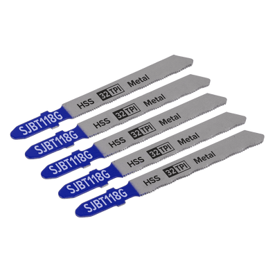 Sealey SJBT118G Jigsaw Blade for Metal 75mm 32tpi - Pack of 5 - SJBT118G - Sealey Tools UK - Trade Counter Direct