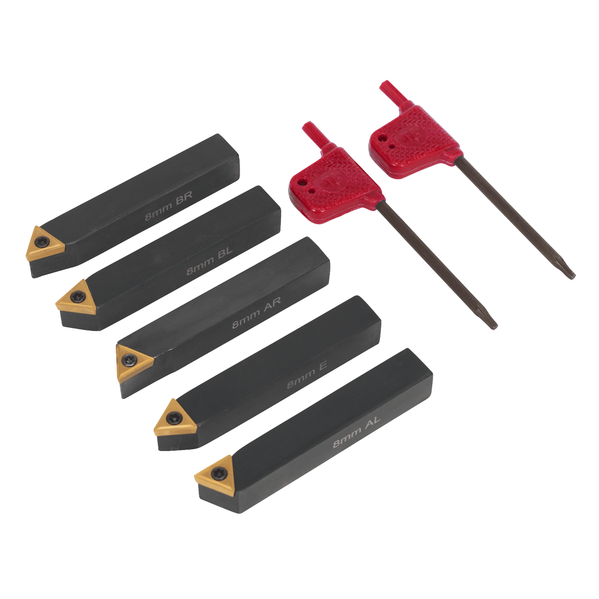 Sealey SM3025CS2 Indexable 8mm Lathe Turning Tool Set 5pc - SM3025CS2 - Sealey Tools UK - Trade Counter Direct