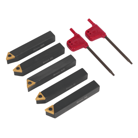 Sealey SM3025CS2 Indexable 8mm Lathe Turning Tool Set 5pc - SM3025CS2 - Sealey Tools UK - Trade Counter Direct