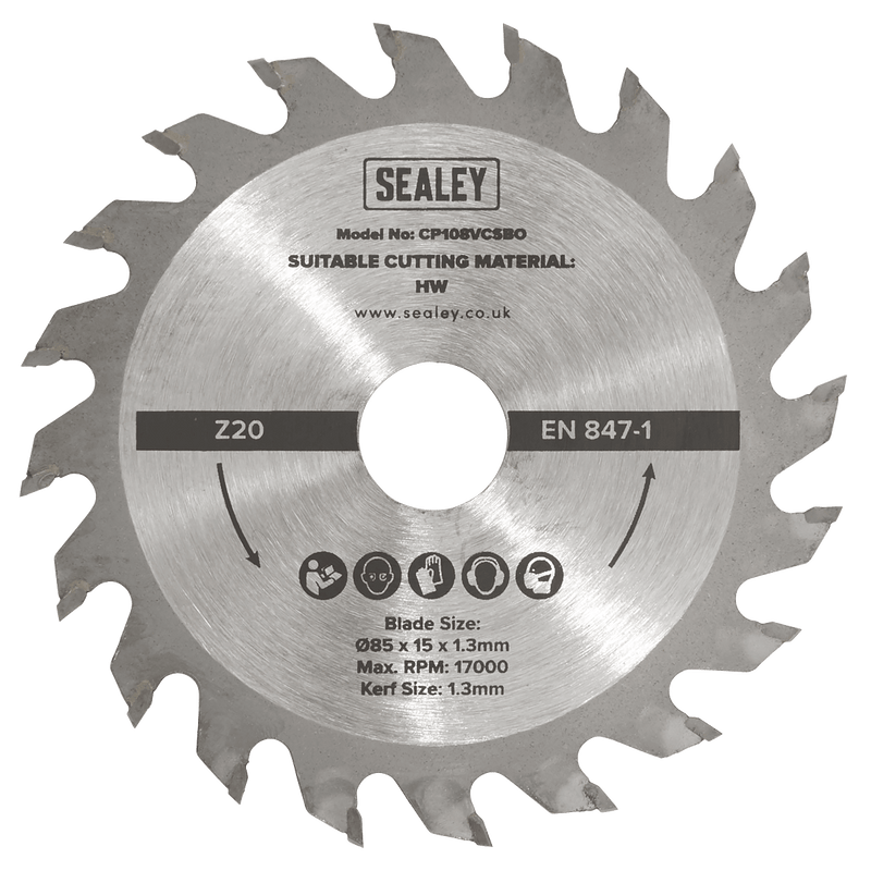 Sealey SM85B20 20tpu Circular Saw Blade Ø85 x 15 x 1.3mm - SM85B20 - Sealey Tools UK - Trade Counter Direct
