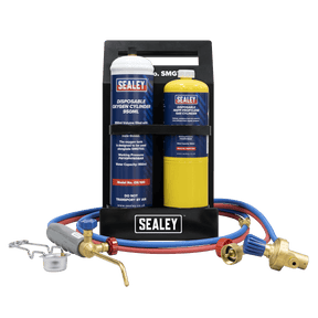Sealey SMGKIT02 MAPP Gas & Oxygen Brazing Kit with 400g MAPP Cylinder & 950ml Oxygen Cylinder - SMGKIT02 - Sealey Tools UK - Trade Counter Direct