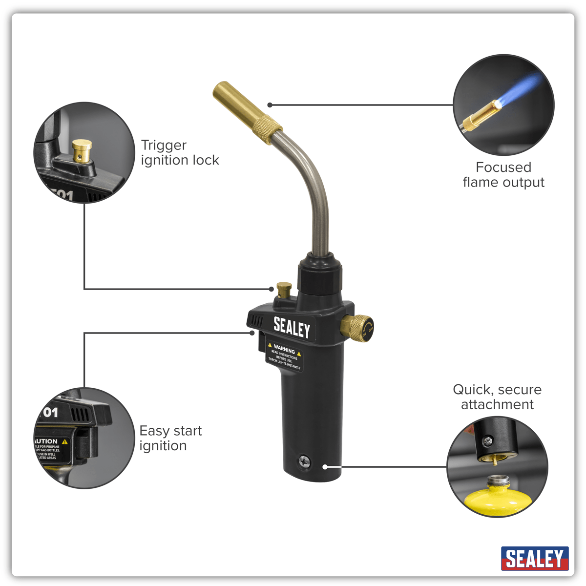 Sealey SMGT01 Brazing & Soldering MAPP Gas Torch - SMGT01 - Sealey Tools UK - Trade Counter Direct