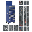 Sealey SPTCCOMBO1 Tool Chest Combination 14 Drawer with Ball Bearing Slides - Blue & 1179pc Tool Kit - SPTCCOMBO1 - Sealey Tools UK - Trade Counter Direct