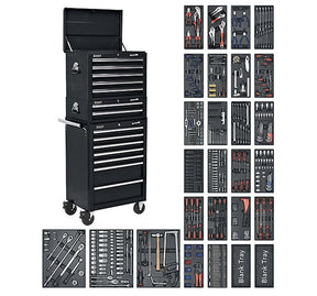 Sealey SPTCOMBO2 Tool Chest Combination 14 Drawer with Ball Bearing Runners - Black & 1179pc Tool Kit - Combo Kits - SLY-15356 - Sealey Tools UK - Trade Counter Direct