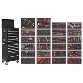 Sealey SPTCOMBO3B Superline PRO® Tool Chest Combination 14 Drawer with 447pc Tool Kit - Black - SPTCOMBO3B - Sealey Tools UK - Trade Counter Direct
