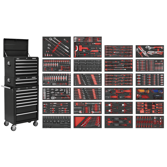 Sealey SPTCOMBO3B Superline PRO® Tool Chest Combination 14 Drawer with 447pc Tool Kit - Black - SPTCOMBO3B - Sealey Tools UK - Trade Counter Direct