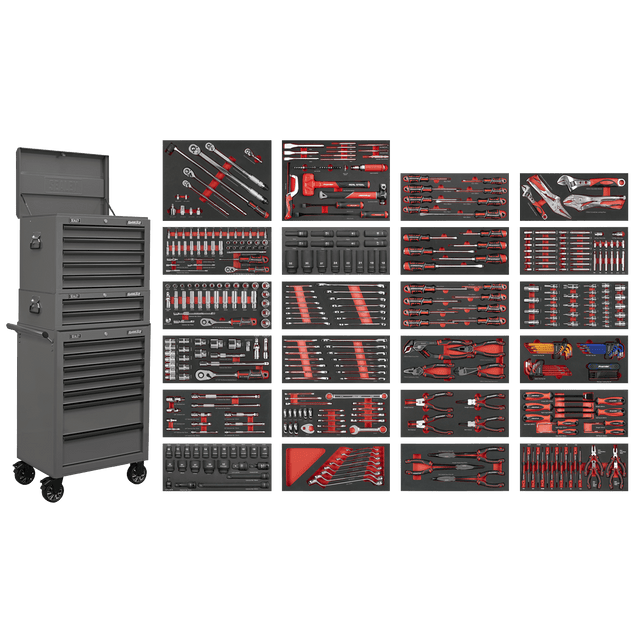 Sealey SPTCOMBO3G Superline PRO® Tool Chest Combination 14 Drawer with 447pc Tool Kit - Grey - SPTCOMBO3G - Sealey Tools UK - Trade Counter Direct