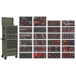 Sealey SPTCOMBO3K Superline PRO® Tool Chest Combination 14 Drawer with 447pc Tool Kit - Khaki - SPTCOMBO3K - Sealey Tools UK - Trade Counter Direct