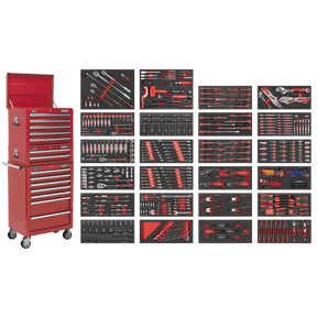 Sealey SPTCOMBO3R Superline PRO® Tool Chest Combination 14 Drawer with 447pc Tool Kit - Red - SPTCOMBO3R - Sealey Tools UK - Trade Counter Direct