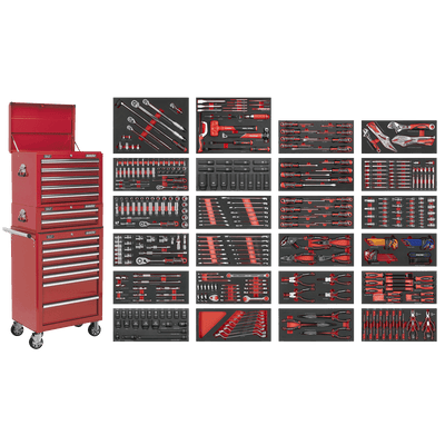 Sealey SPTCOMBO3R Superline PRO® Tool Chest Combination 14 Drawer with 447pc Tool Kit - Red - SPTCOMBO3R - Sealey Tools UK - Trade Counter Direct