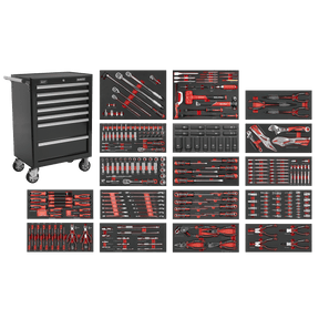 Sealey SPTCOMBO4B Superline PRO® Roll Cab 7 Drawer with 305pc Tool Kit - Black - SPTCOMBO4B - Sealey Tools UK - Trade Counter Direct