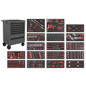 Sealey SPTCOMBO4G Superline PRO® Roll Cab 7 Drawer with 305pc Tool Kit - Grey - SPTCOMBO4G - Sealey Tools UK - Trade Counter Direct