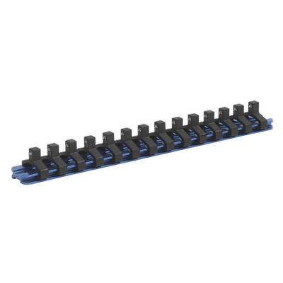 Sealey SR1414 Socket Retaining Rail with 14 Clips Aluminium 1/4"Sq Drive - SR1414 - Sealey Tools UK - Trade Counter Direct
