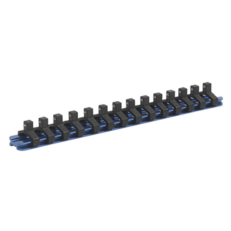 Sealey SR1414 Socket Retaining Rail with 14 Clips Aluminium 1/4"Sq Drive - SR1414 - Sealey Tools UK - Trade Counter Direct