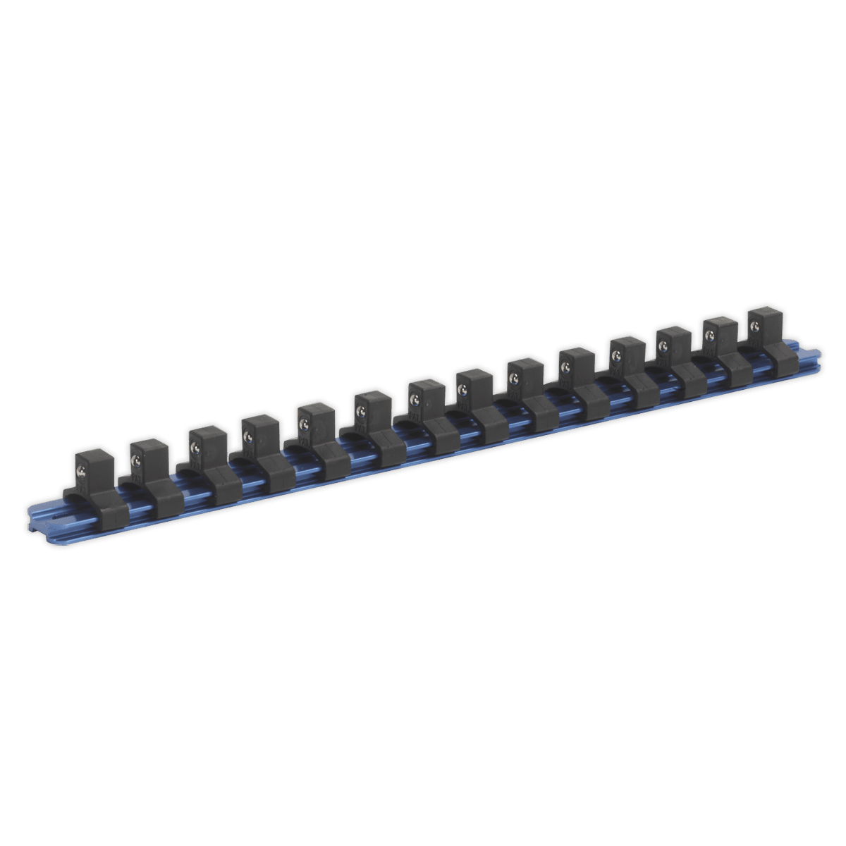 Sealey SR3814 Socket Retaining Rail with 14 Clips Aluminium 3/8"Sq Drive - SR3814 - Sealey Tools UK - Trade Counter Direct