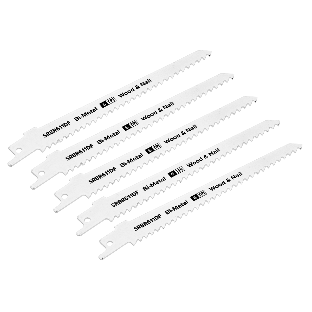 Sealey SRBR611DF Reciprocating Saw Blade Wood & Nail 150mm 6tpi - Pack of 5 - SRBR611DF - Sealey Tools UK - Trade Counter Direct