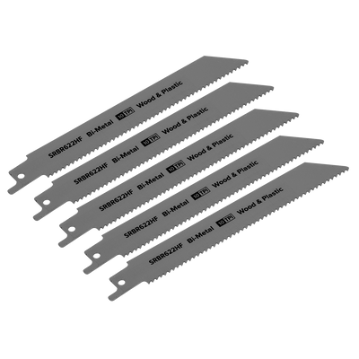 Sealey SRBR622HF Reciprocating Saw Blade for Wood & Plastics 150mm 10tpi - Pack of 5 - SRBR622HF - Sealey Tools UK - Trade Counter Direct