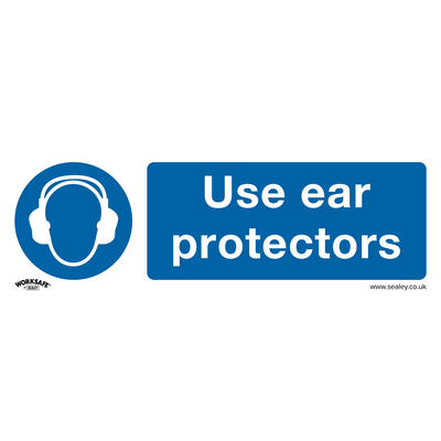 Sealey SS10P10 Worksafe® Use Ear Protectors Safety Sign, Rigid Plastic - Pack of 10 - SS10P10 - Sealey Tools UK - Trade Counter Direct