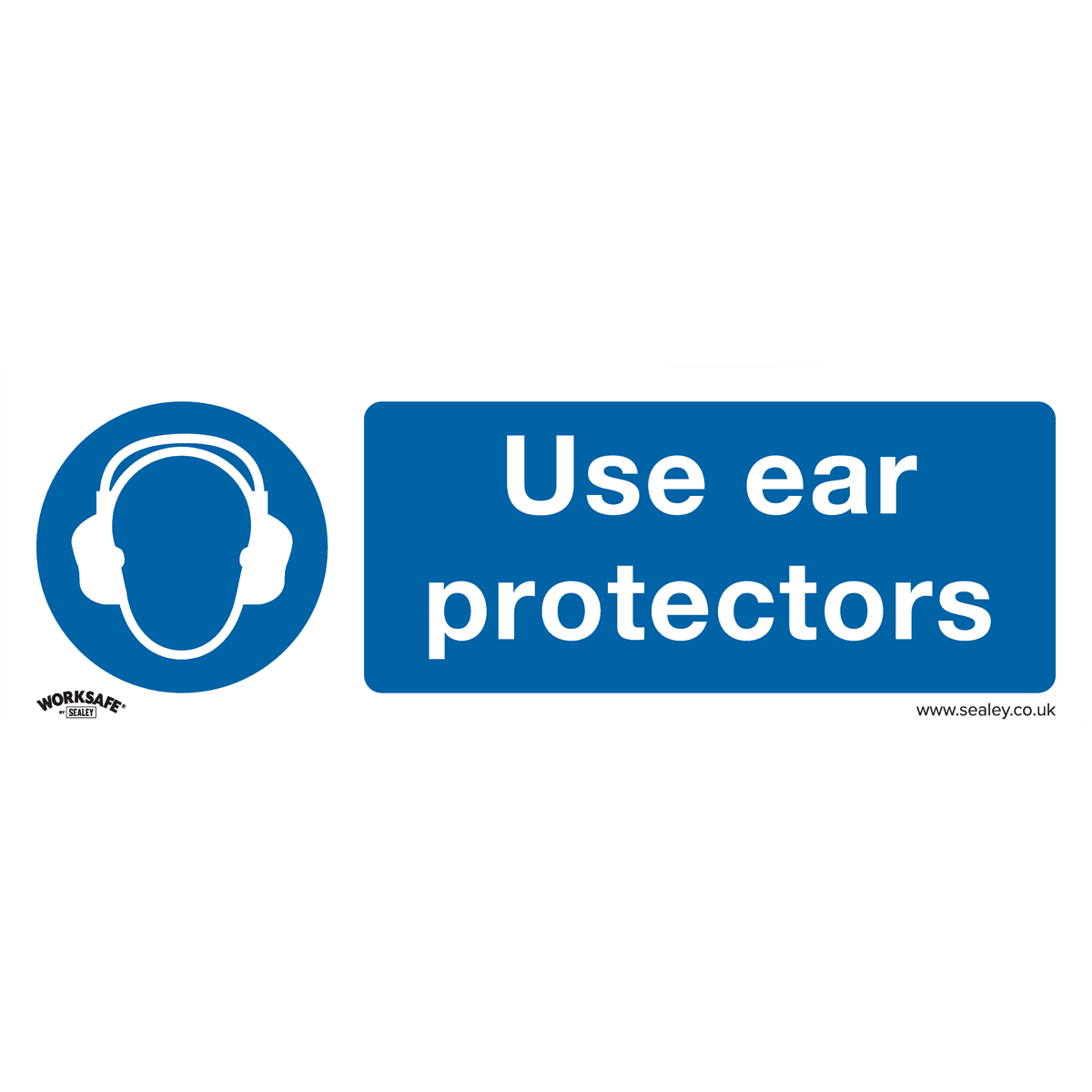 Sealey SS10V10 Mandatory Safety Sign - Use Ear Protectors - Self - Adhesive Vinyl - Pack of 10 - SS10V10 - Sealey Tools UK - Trade Counter Direct