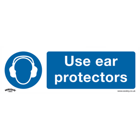 Sealey SS10V10 Mandatory Safety Sign - Use Ear Protectors - Self - Adhesive Vinyl - Pack of 10 - SS10V10 - Sealey Tools UK - Trade Counter Direct