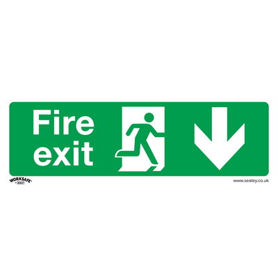 Sealey SS22P1 Worksafe® Fire Exit (Down) Safety Sign - Rigid Plastic - SS22P1 - Sealey Tools UK - Trade Counter Direct