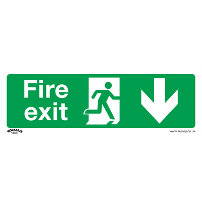 Sealey SS22V1 Worksafe® Fire Exit (Down) Safety Sign - Self-Adhesive Vinyl - SS22V1 - Sealey Tools UK - Trade Counter Direct
