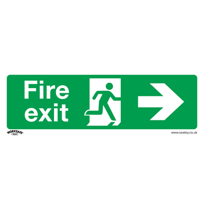 Sealey SS24P1 Worksafe® Fire Exit (Right) Safety Sign - Rigid Plastic - SS24P1 - Sealey Tools UK - Trade Counter Direct
