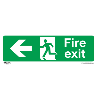 Sealey SS25P1 Worksafe® Fire Exit (Left) Safety Sign - Rigid Plastic - SS25P1 - Sealey Tools UK - Trade Counter Direct