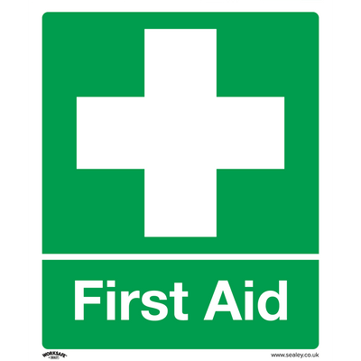 Sealey SS26V10 Worksafe® First Aid Safety Sign, Self-Adhesive Vinyl - Pack of 10 - SS26V10 - Sealey Tools UK - Trade Counter Direct