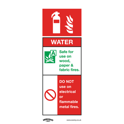 Sealey SS27P1 Worksafe® Water Fire Extinguisher Safety Sign - Rigid Plastic - SS27P1 - Sealey Tools UK - Trade Counter Direct