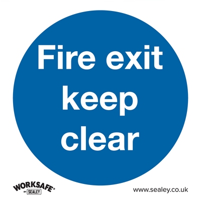 Sealey SS2V1 Worksafe® Fire Exit Keep Clear Safety Sign - Self-Adhesive Vinyl - SS2V1 - Sealey Tools UK - Trade Counter Direct