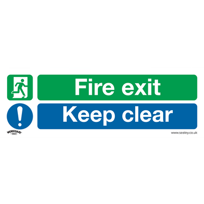 Sealey SS32P1 Worksafe® Fire Exit Keep Clear (Large) Safety Sign - Rigid Plastic - SS32P1 - Sealey Tools UK - Trade Counter Direct
