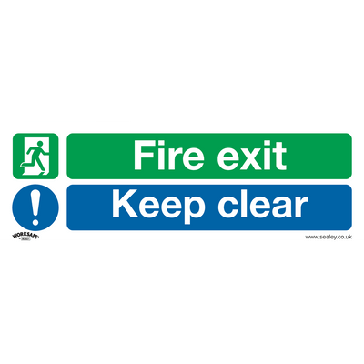Sealey SS32V1 Worksafe® Fire Exit Keep Clear (Large) Safety Sign - Self-Adhesive Vinyl - SS32V1 - Sealey Tools UK - Trade Counter Direct