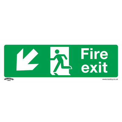 Sealey SS34V1 Worksafe® Fire Exit (Down Left) Safety Sign - Self-Adhesive Vinyl - SS34V1 - Sealey Tools UK - Trade Counter Direct