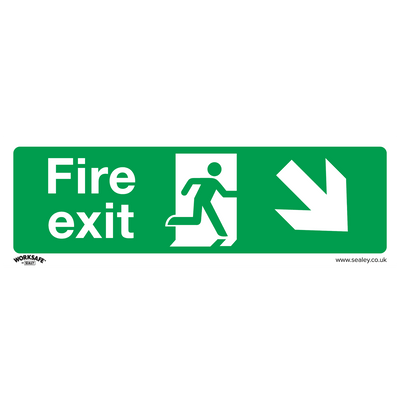 Sealey SS36P1 Worksafe® Fire Exit (Down Right) Safety Sign - Rigid Plastic - SS36P1 - Sealey Tools UK - Trade Counter Direct
