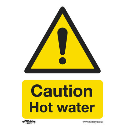 Sealey SS38V1 Worksafe® Caution Hot Water Safety Sign - Self-Adhesive Vinyl - SS38V1 - Sealey Tools UK - Trade Counter Direct