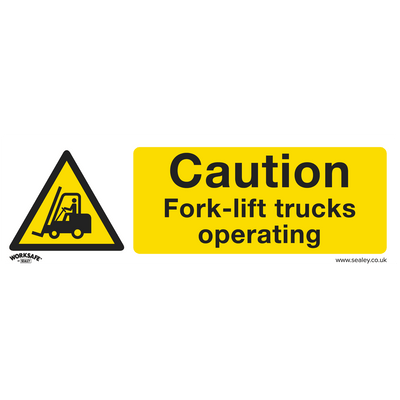 Sealey SS44P1 Worksafe® Caution Fork-Lift Trucks Safety Sign - Rigid Plastic - SS44P1 - Sealey Tools UK - Trade Counter Direct