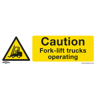 Sealey SS44V1 Worksafe® Caution Fork-Lift Trucks Safety Sign - Self-Adhesive Vinyl - SS44V1 - Sealey Tools UK - Trade Counter Direct