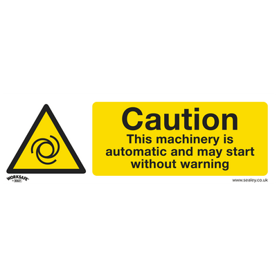 Sealey SS47P10 Worksafe® Caution Automatic Machinery Safety Sign, Rigid Plastic - Pack of 10 - SS47P10 - Sealey Tools UK - Trade Counter Direct