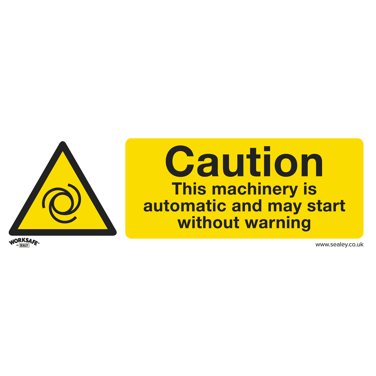 Sealey SS47V10 Warning Safety Sign - Caution Automatic Machinery - Self - Adhesive Vinyl - Pack of 10 - SS47V10 - Sealey Tools UK - Trade Counter Direct