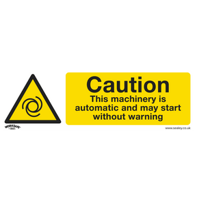 Sealey SS47V10 Warning Safety Sign - Caution Automatic Machinery - Self - Adhesive Vinyl - Pack of 10 - SS47V10 - Sealey Tools UK - Trade Counter Direct