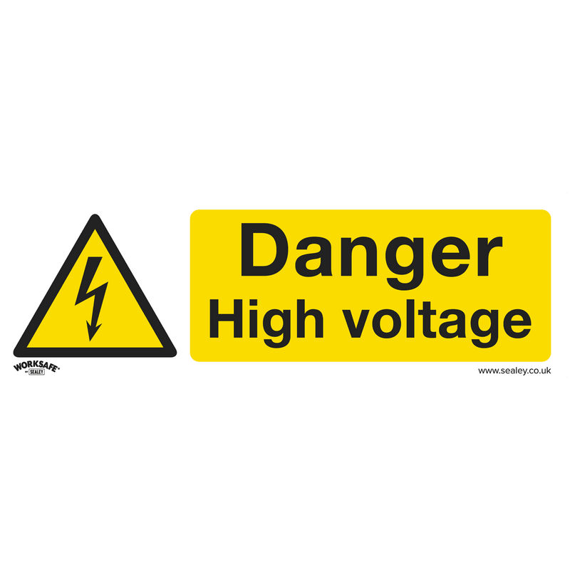 Sealey SS48V10 Worksafe® Danger High Voltage Safety Sign, Self-Adhesive Vinyl - Pack of 10 - SS48V10 - Sealey Tools UK - Trade Counter Direct