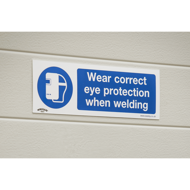Sealey SS54P1 Worksafe® Wear Eye Protection When Welding Safety Sign - Rigid Plastic - SS54P1 - Sealey Tools UK - Trade Counter Direct